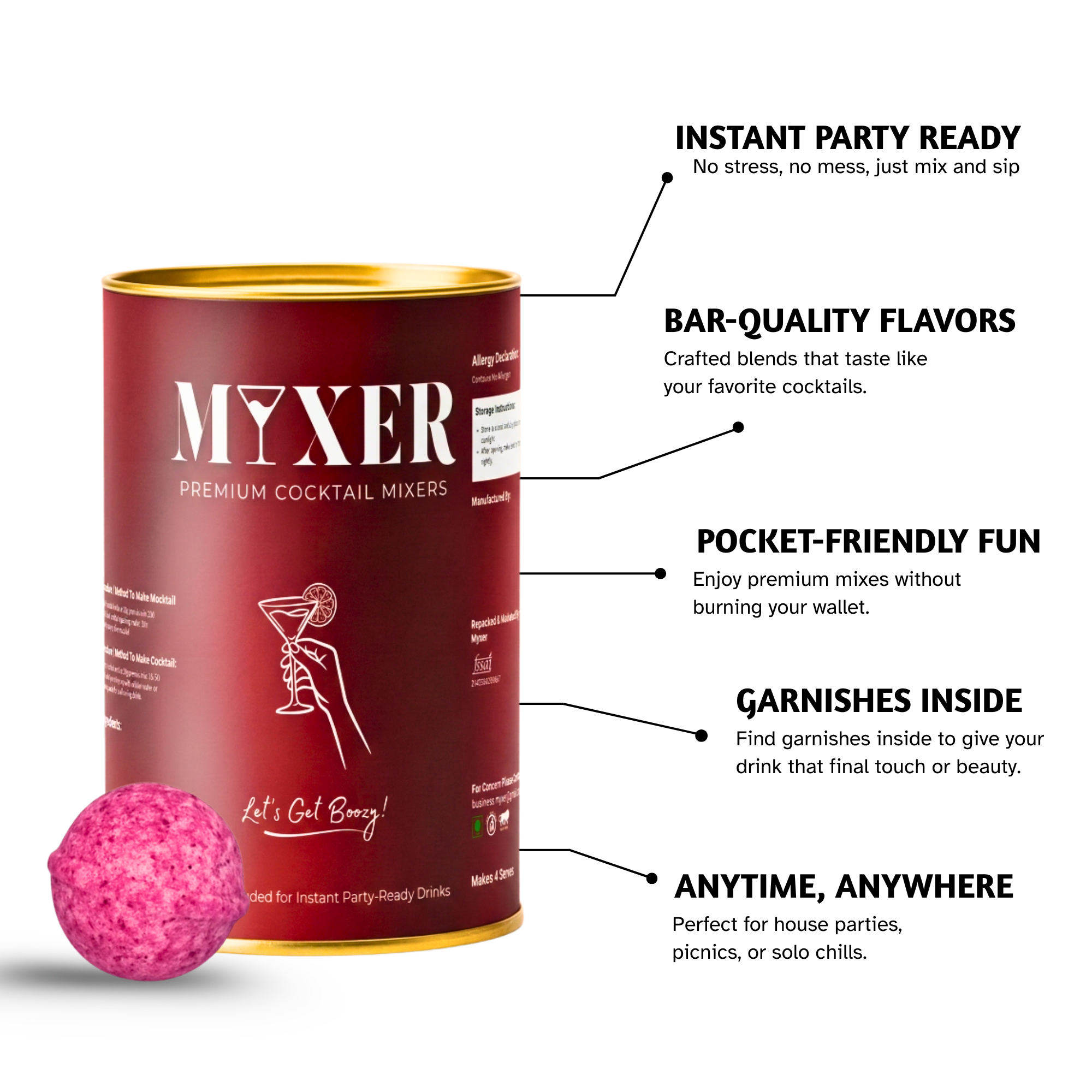 Cranberry Cocktail Bomb (Pack of 4 Bombs)